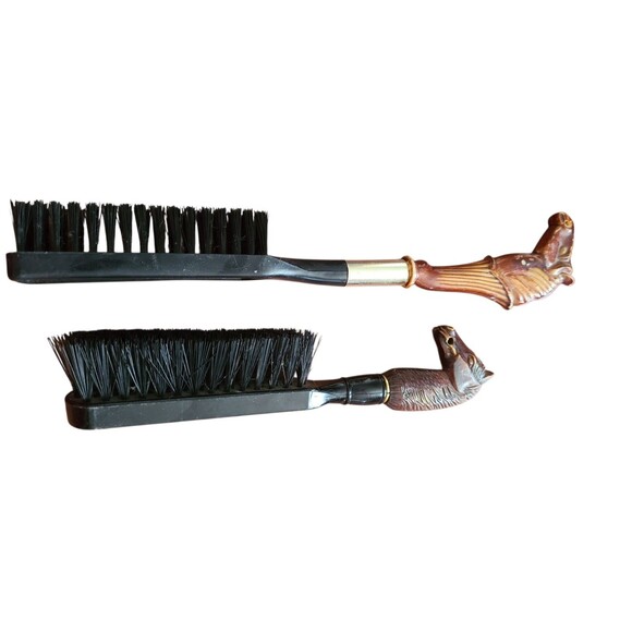 Vintage Set Of 2 Horse Head Shoe Brushes 1950s 11" and 8" - Picture 4 of 9